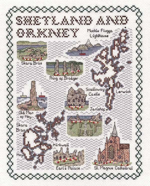 Shetland and Orkneys Map Cross Stitch Kit by Classic Embroidery