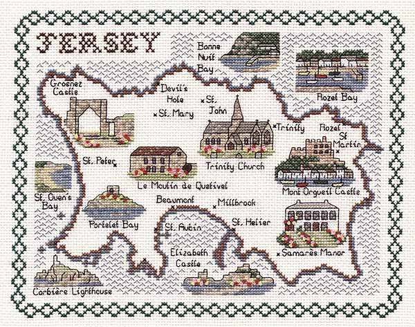Jersey Map Cross Stitch Kit by Classic Embroidery