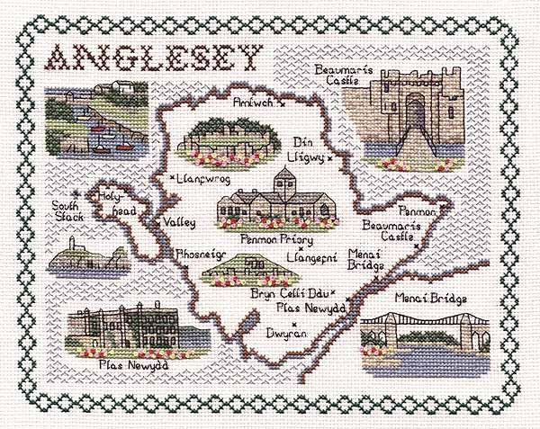 Anglesey Map Cross Stitch Kit by Classic Embroidery