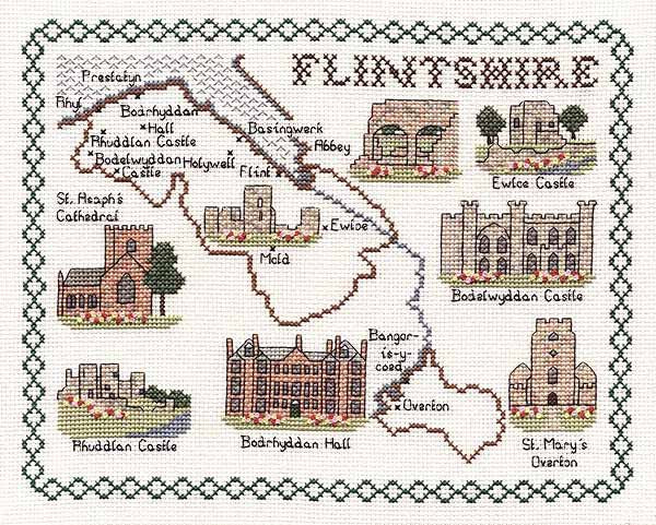 Flintshire Map Cross Stitch Kit by Classic Embroidery