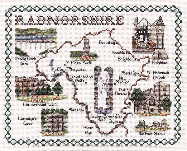 Radnorshire Map Cross Stitch Kit by Classic Embroidery
