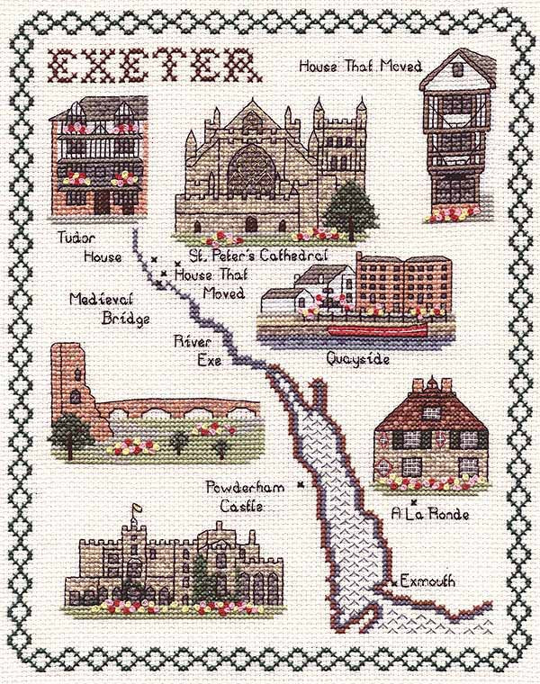 Exeter Map Cross Stitch Kit by Classic Embroidery