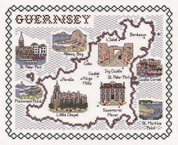 Guernsey Map Cross Stitch Kit by Classic Embroidery