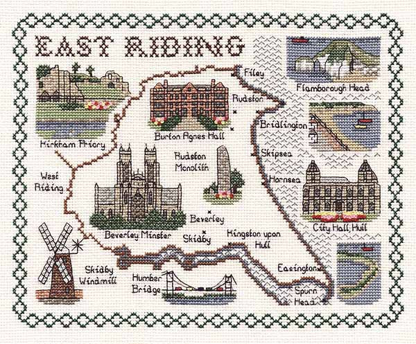 East Riding of Yorkshire Map Cross Stitch Kit by Classic Embroidery