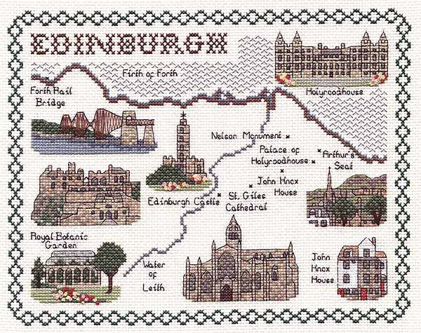 Edinburgh Map Cross Stitch Kit by Classic Embroidery