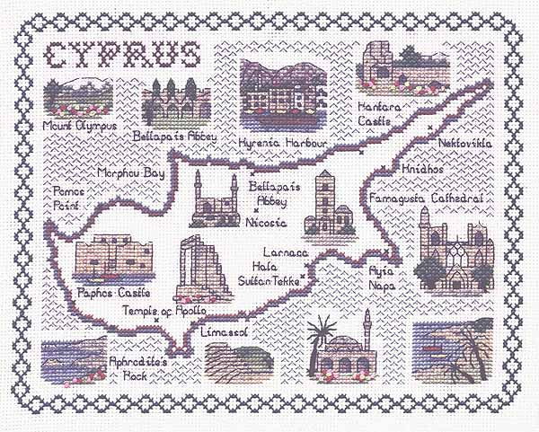 Cyprus Map Cross Stitch Kit by Classic Embroidery