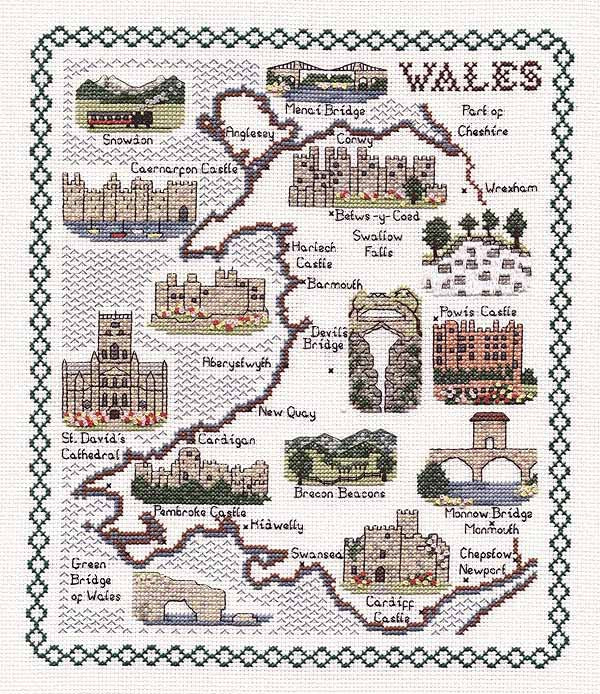 Wales Map Cross Stitch Kit by Classic Embroidery