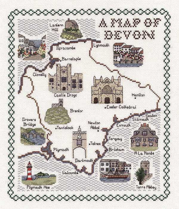 Devon Map Cross Stitch Kit by Classic Embroidery