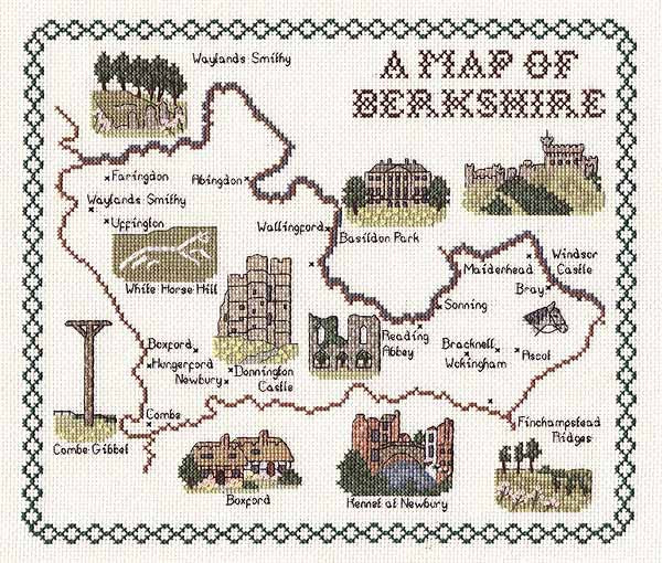 Berkshire Map Cross Stitch Kit by Classic Embroidery