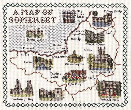 Somerset Map Cross Stitch Kit by Classic Embroidery