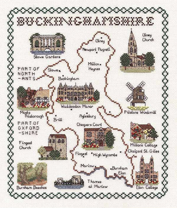 Buckinghamshire Map Cross Stitch Kit by Classic Embroidery