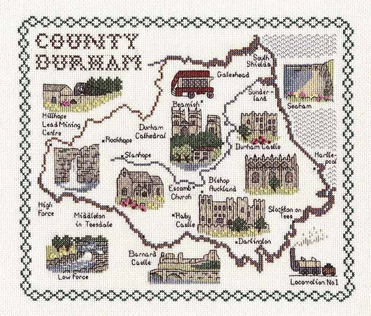County Durham Map Cross Stitch Kit by Classic Embroidery