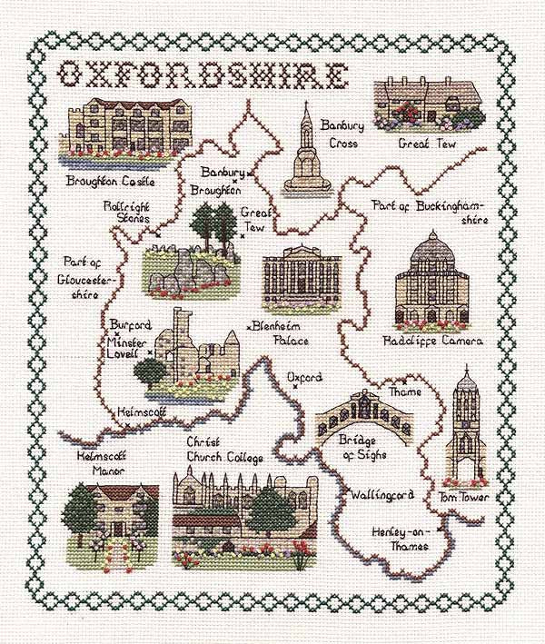 Oxfordshire Map Cross Stitch Kit by Classic Embroidery