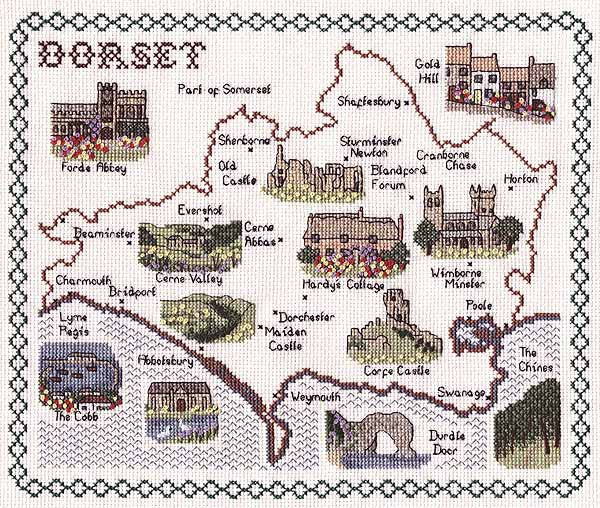 Dorset Map Cross Stitch Kit by Classic Embroidery