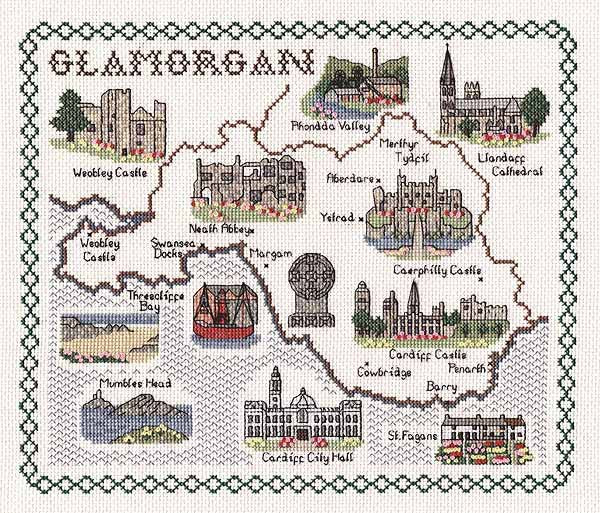 Glamorgan Map Cross Stitch Kit by Classic Embroidery