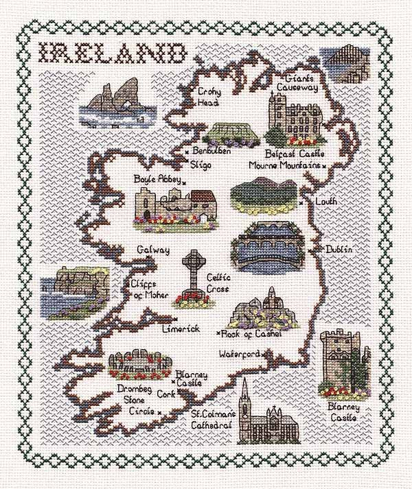Ireland Map Cross Stitch Kit by Classic Embroidery