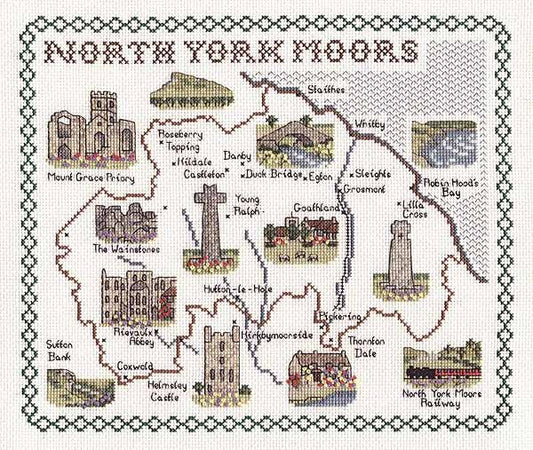 North Yorkshire Moors Map Cross Stitch Kit by Classic Embroidery