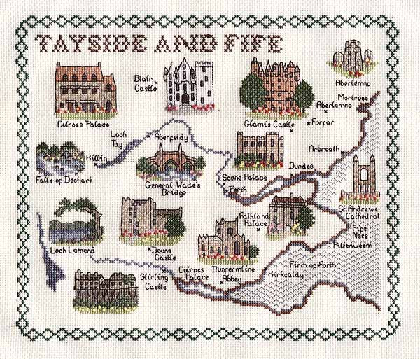 Tayside and Fife Map Cross Stitch Kit by Classic Embroidery