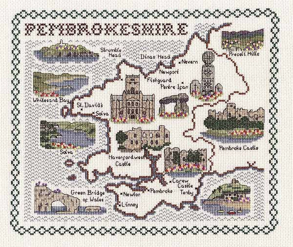 Pembrokeshire Map Cross Stitch Kit by Classic Embroidery