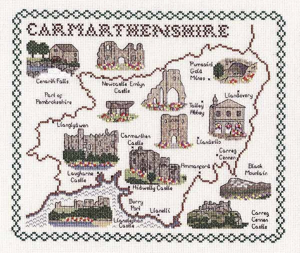 Carmarthenshire Map Cross Stitch Kit by Classic Embroidery