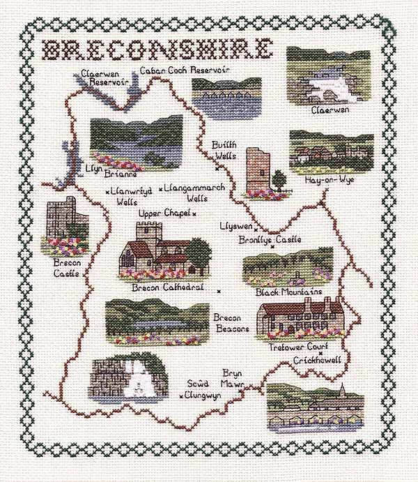Breconshire Map Cross Stitch Kit by Classic Embroidery