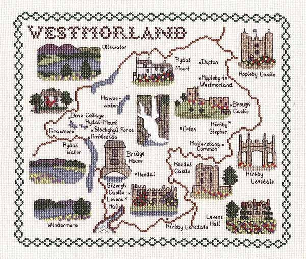 Westmorland Map Cross Stitch Kit by Classic Embroidery