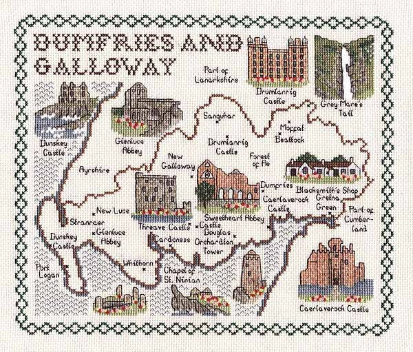 Dumfries and Galloway Map Cross Stitch Kit by Classic Embroidery