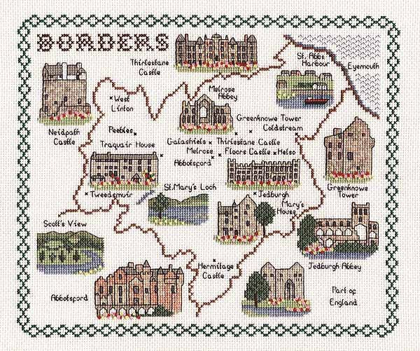 Borders Map Cross Stitch Kit by Classic Embroidery