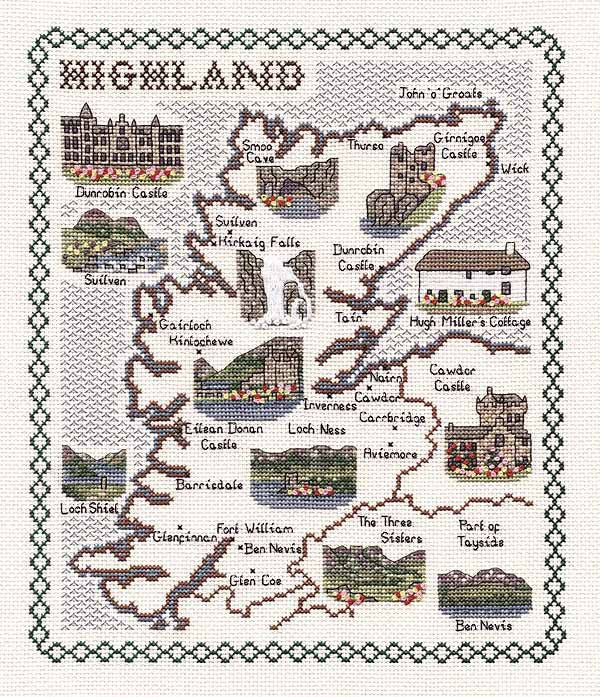 Highland Map Cross Stitch Kit by Classic Embroidery