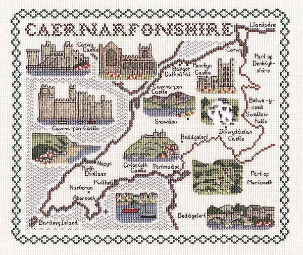 Caernarfonshire Map Cross Stitch Kit by Classic Embroidery