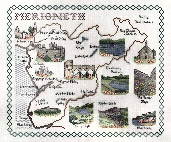 Merioneth Map Cross Stitch Kit by Classic Embroidery