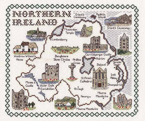 Northern Ireland Map Cross Stitch Kit by Classic Embroidery