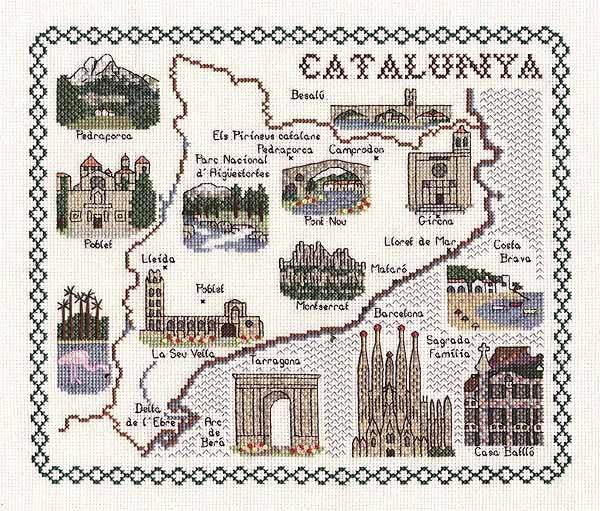 Catalunya Map Cross Stitch Kit by Classic Embroidery
