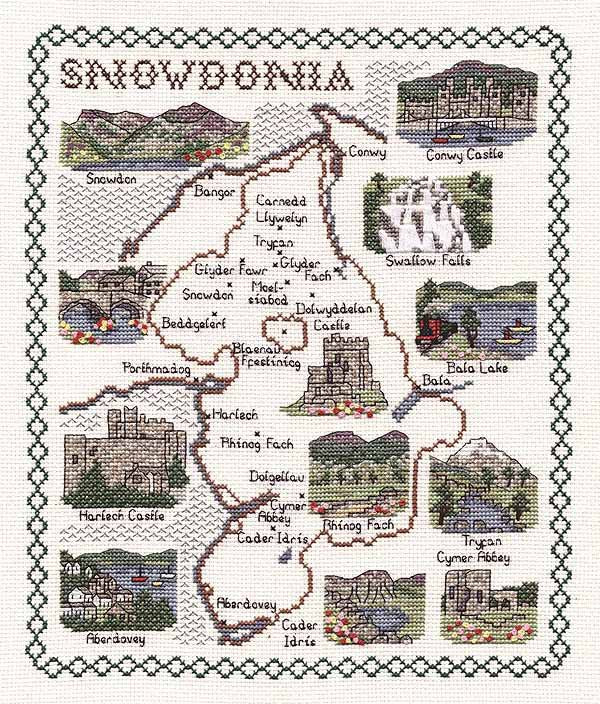 Snowdonia Map Cross Stitch Kit by Classic Embroidery