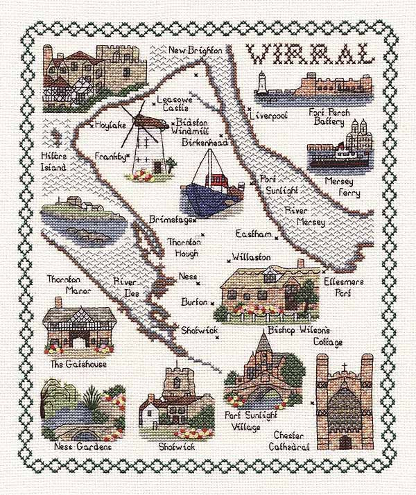 Wirral Map Cross Stitch Kit by Classic Embroidery