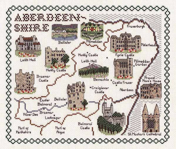 Aberdeenshire Map Cross Stitch Kit by Classic Embroidery
