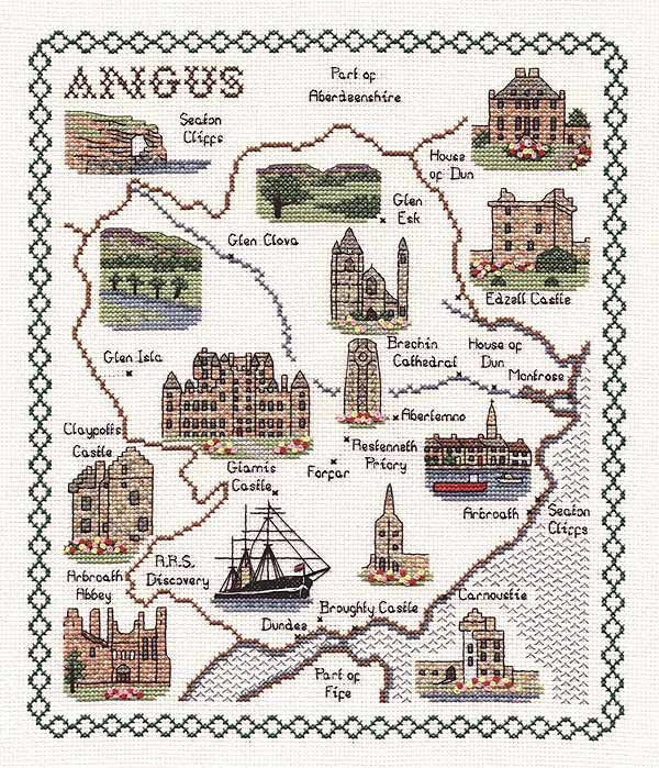 Angus Map Cross Stitch Kit by Classic Embroidery