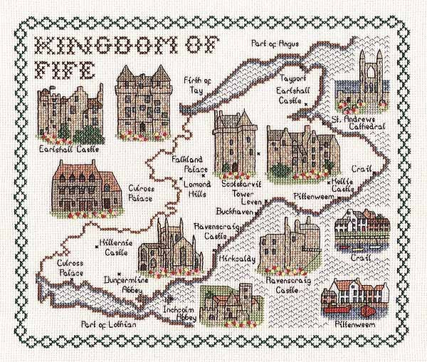 The Kingdom of Fife Map Cross Stitch Kit by Classic Embroidery