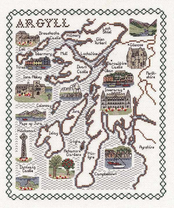Argyll Map Cross Stitch Kit by Classic Embroidery