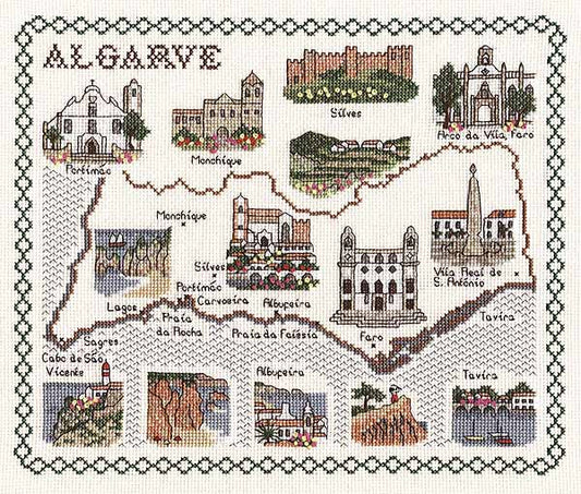 Algarve Map Cross Stitch Kit by Classic Embroidery
