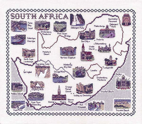 South Africa Map Cross Stitch Kit by Classic Embroidery