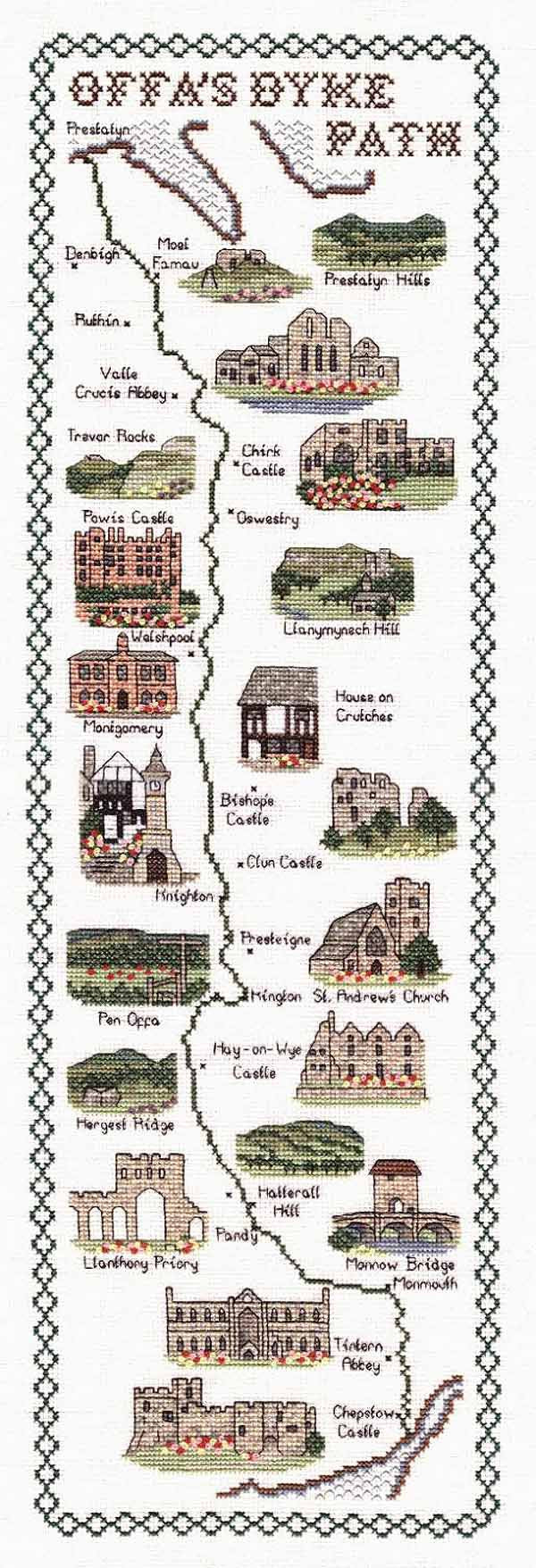 Offas Dyke Path Map Cross Stitch Kit by Classic Embroidery