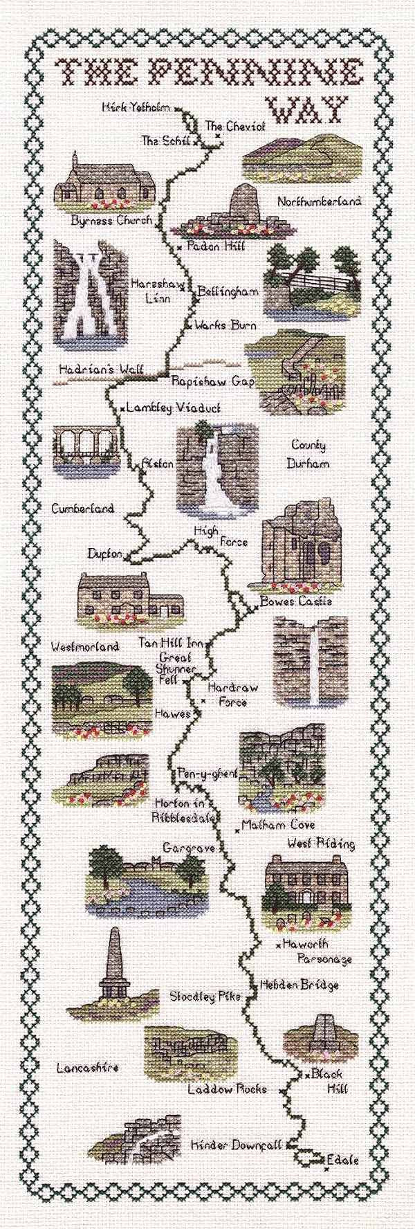 Pennine Way Map Cross Stitch Kit by Classic Embroidery
