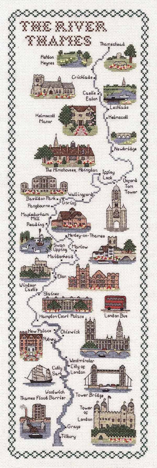 River Thames Map Cross Stitch Kit by Classic Embroidery