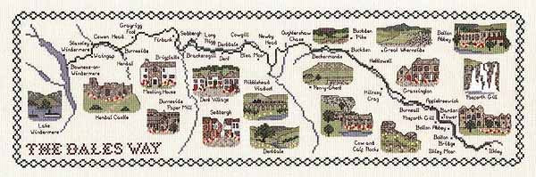 The Dales Way Map Cross Stitch Kit by Classic Embroidery