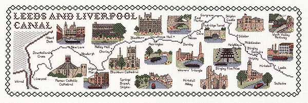 Leeds and Liverpool Canal Map Cross Stitch Kit by Classic Embroidery