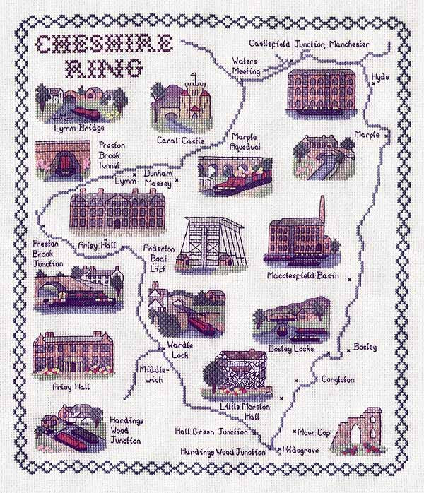 Cheshire Ring Map Cross Stitch Kit by Classic Embroidery