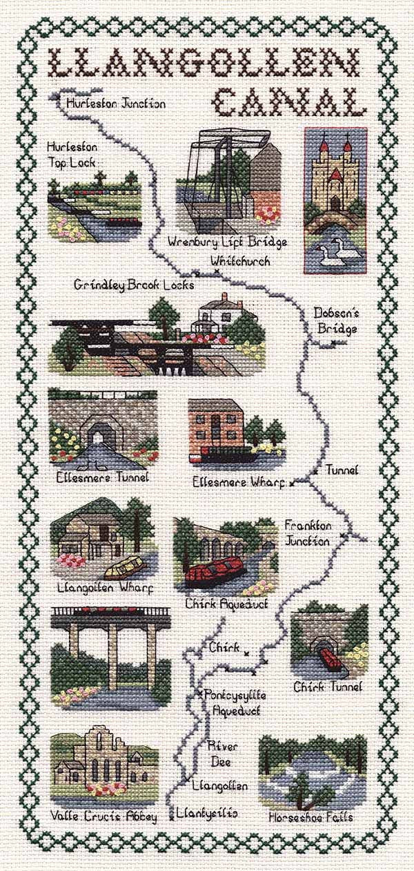 Llangollen Canal Map Cross Stitch Kit by Classic Embroidery