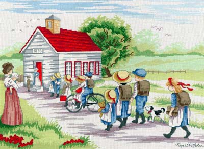 Little Red School House All Our Yesterdays Cross Stitch Kit by Faye Whittaker