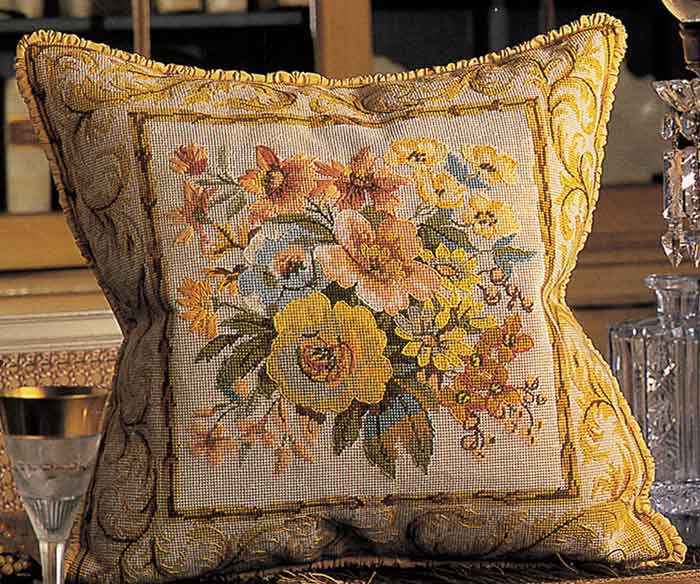 Versailles Flowers Tapestry Needlepoint Kit by Glorafilia - Ivory